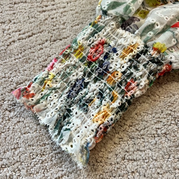 Alice + Olivia | Rowa Smocked Eyelet Floral & Butterfly Blouse, Size XS - Picture 5 of 14